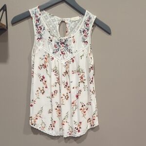 Embroidered Floral Blouse - White and Pink